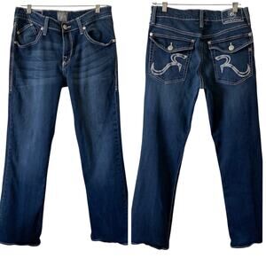 ROCK & REPUBLIC Henlee Mid Rise Denim Jeans Medium Blue Wash Size 32 Stretch